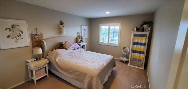 bedroom with baseboards and recessed lighting