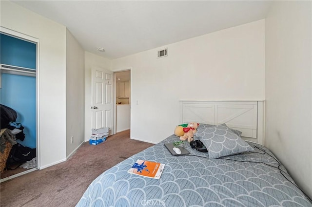carpeted bedroom with visible vents