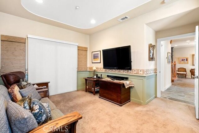 2062 Sherwood Dr, Cambria, CA 93428 - living room featuring light colored carpet and recessed lighting