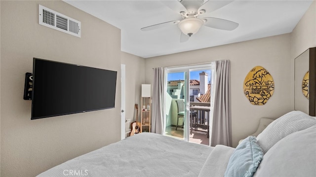 10 Via Garceta, Rancho Santa Margarita, CA 92688 - bedroom featuring visible vents, access to exterior, and ceiling fan