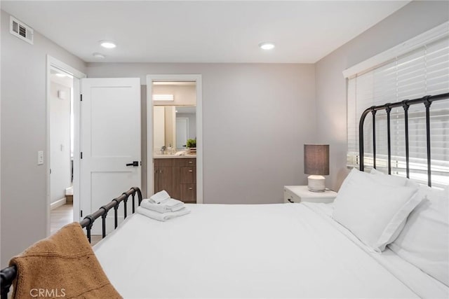 2208 The Strand, Manhattan Beach, CA 90266 - bedroom with recessed lighting, visible vents, and connected bathroom