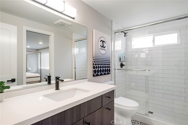 2208 The Strand, Manhattan Beach, CA 90266 - ensuite bathroom with toilet, ensuite bath, vanity, and a stall shower