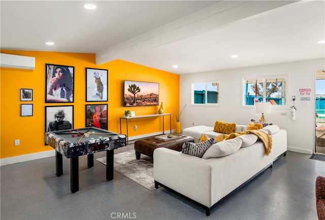 72994 Homestead Dr Unit 29, Palms, CA 92277 - playroom featuring a wall unit AC, recessed lighting, baseboards, and billiards