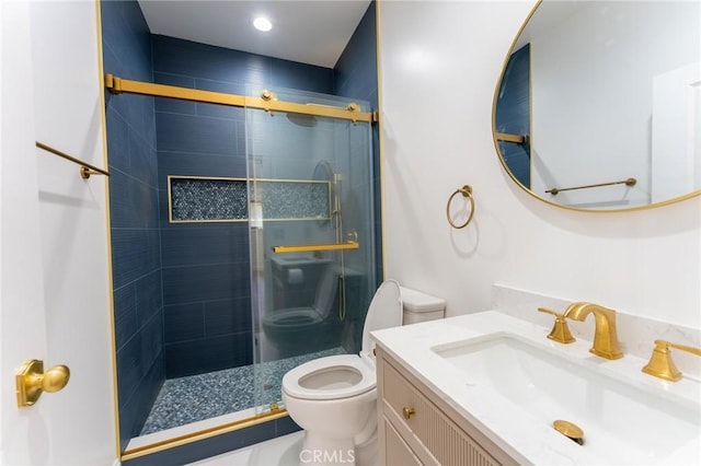 1532 W 22nd St, Los Angeles, CA 90007 - full bathroom with toilet, a shower stall, and vanity