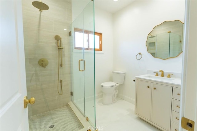 1532 W 22nd St, Los Angeles, CA 90007 - full bathroom with a shower stall, toilet, vanity, and tile patterned floors