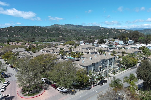 bird's eye view featuring a mountain view and a residential view