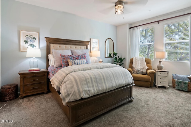 bedroom with carpet and ceiling fan