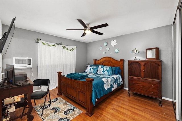 3846 Marcwade Ct, San Diego, CA 92154 - bedroom with light wood finished floors, an office area, a ceiling fan, and baseboards