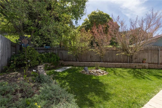 view of yard featuring a fenced backyard