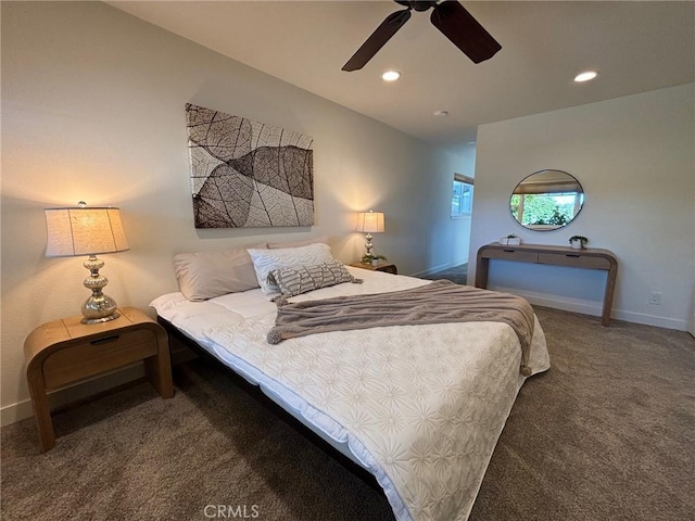 508 Launa Ln, Arroyo Grande, CA 93420 - carpeted bedroom with baseboards, recessed lighting, and ceiling fan
