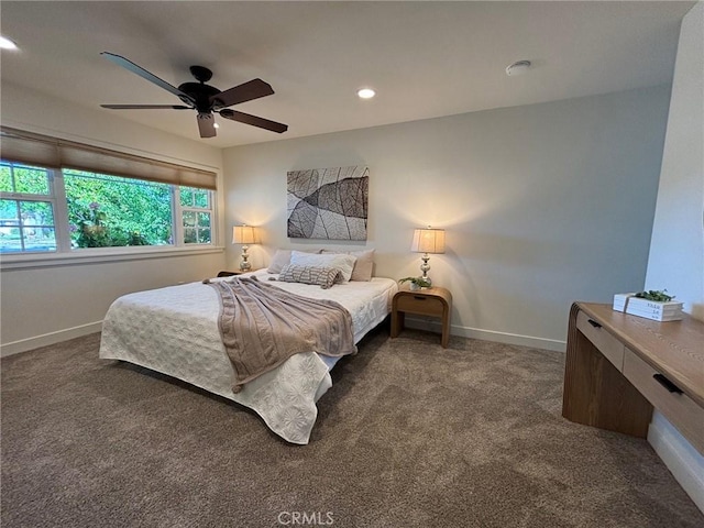 508 Launa Ln, Arroyo Grande, CA 93420 - carpeted bedroom with baseboards, recessed lighting, and a ceiling fan