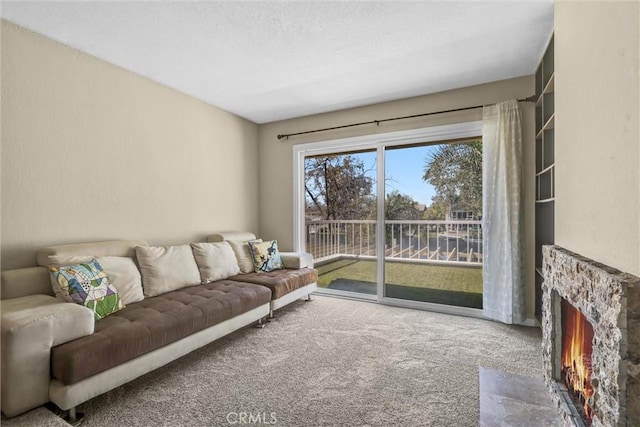 22839 Ridge Route Ln, Lake Forest, CA 92630 - living room featuring a fireplace with flush hearth and carpet floors