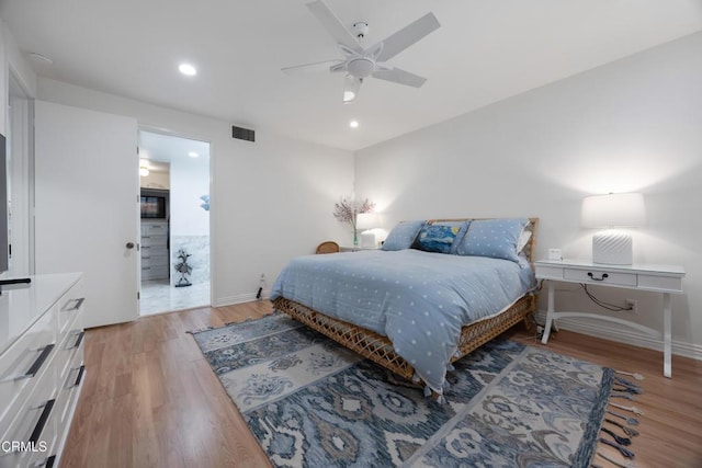 380 S Orange Grove Blvd Unit 6, Pasadena, CA 91105 - bedroom featuring wood finished floors, ceiling fan, and recessed lighting