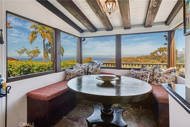 541 Via Del Monte, Palos Verdes Estates, CA 90274 - sunroom / solarium with healthy amount of natural light and wooden ceiling with exposed beams