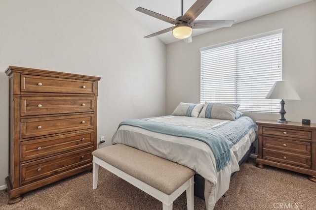 40049 Corte Fortuna, Murrieta, CA 92562 - bedroom featuring carpet floors, vaulted ceiling, and ceiling fan