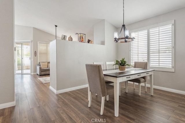 40049 Corte Fortuna, Murrieta, CA 92562 - dining room featuring a chandelier, wood finished floors, and baseboards