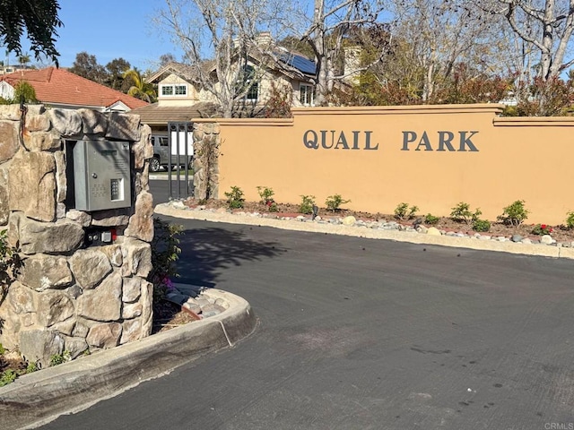 view of community sign