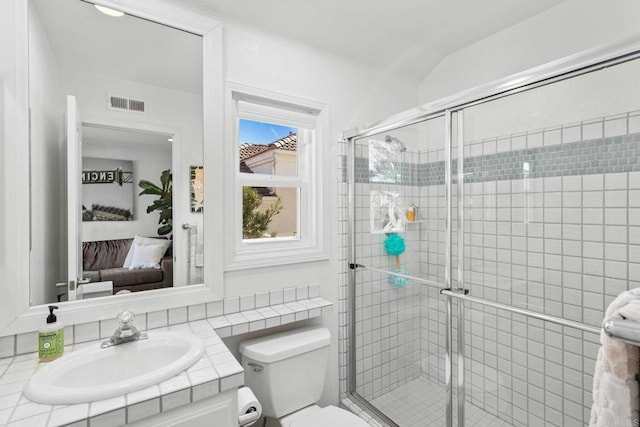1164 Quail Gardens Ct, Encinitas, CA 92024 - full bathroom featuring connected bathroom, vanity, a shower stall, and toilet