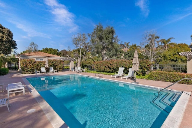 1164 Quail Gardens Ct, Encinitas, CA 92024 - view of swimming pool with a patio area