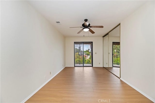 15705 Gila Way, Riverside, CA 92508 - unfurnished room featuring light wood-style flooring, visible vents, ceiling fan, and baseboards
