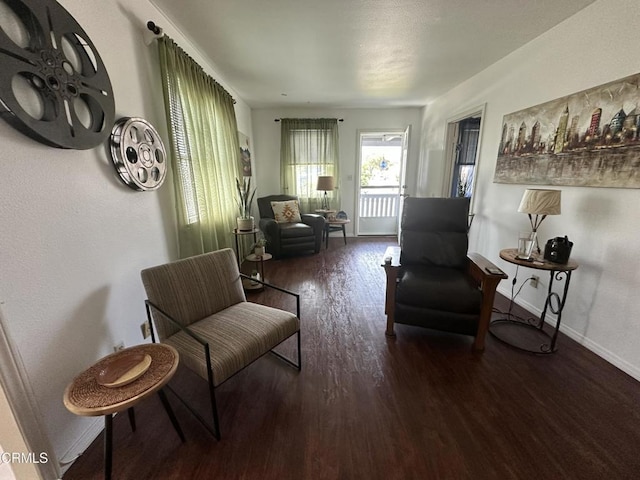 sitting room featuring baseboards and wood finished floors