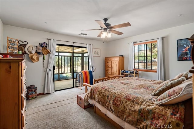 5420 Clayvale St, Acton, CA 93510 - bedroom featuring access to outside, carpet, and ceiling fan
