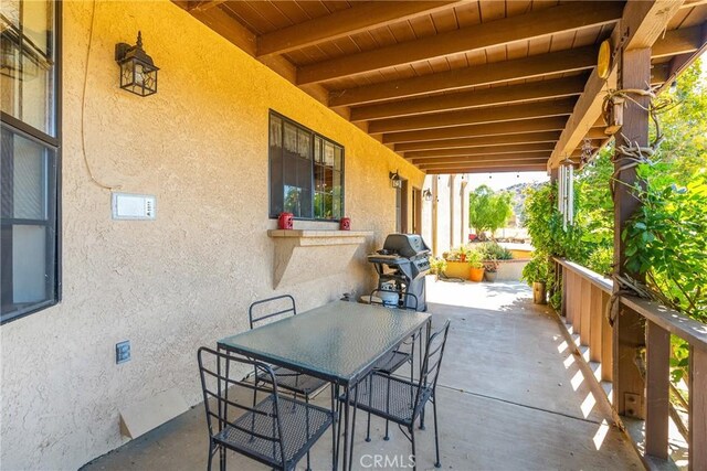 5420 Clayvale St, Acton, CA 93510 - view of patio featuring a grill and outdoor dining space