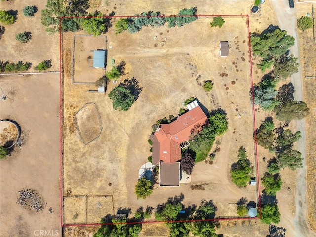 5420 Clayvale St, Acton, CA 93510 - aerial view of sparsely populated area with property parcel outlined and a desert landscape
