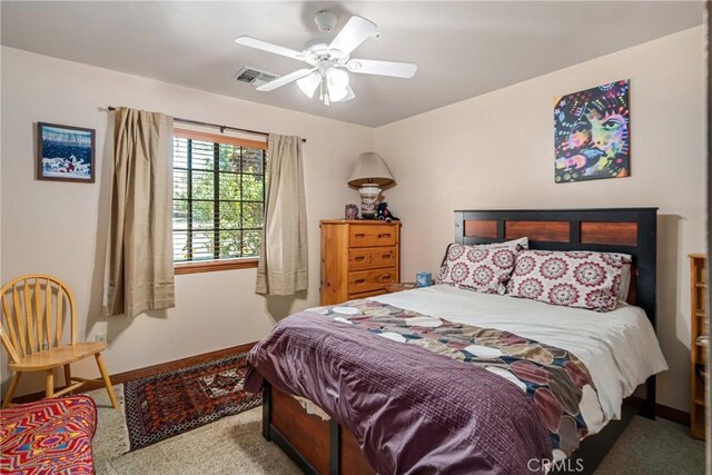 5420 Clayvale St, Acton, CA 93510 - bedroom with carpet, baseboards, and ceiling fan