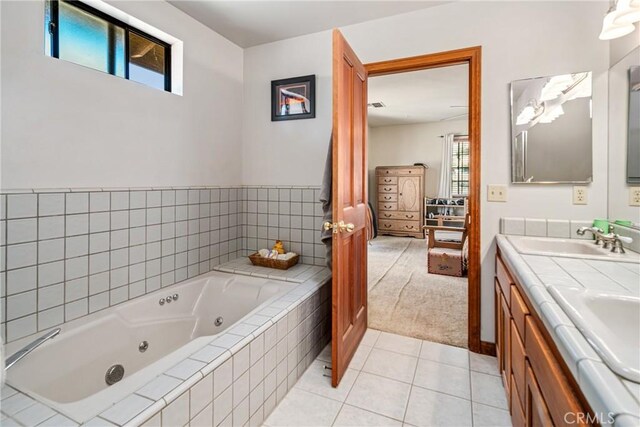 5420 Clayvale St, Acton, CA 93510 - full bath featuring tile patterned flooring, a jetted tub, and double vanity