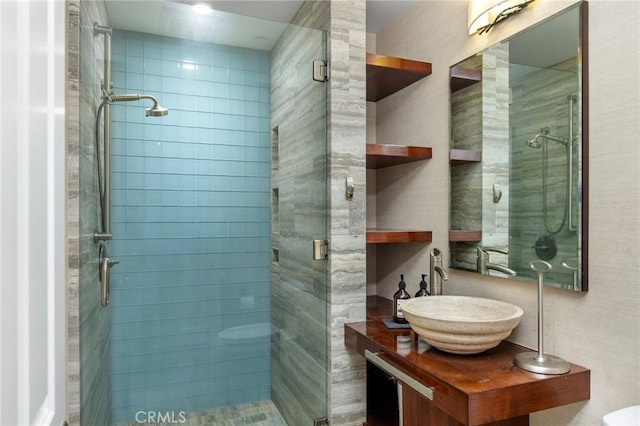 236 7th St, Seal Beach, CA 90740 - bathroom featuring a stall shower and vanity