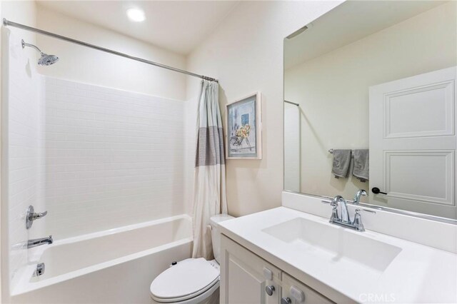 133 Lantana Dr, Stanton, CA 90680 - full bathroom with shower / bath combo with shower curtain, vanity, and toilet