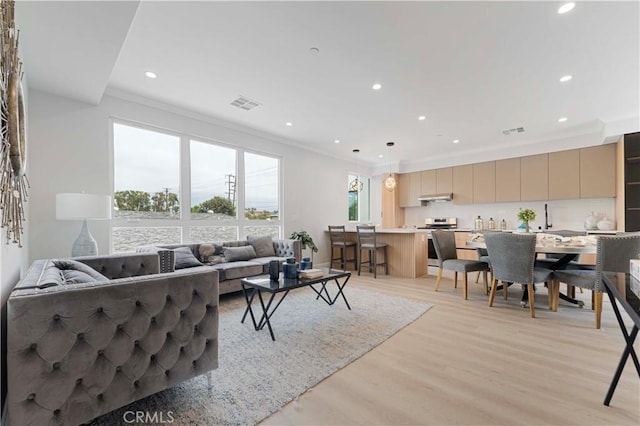 709 S 2nd Ave Unit 2, Arcadia, CA 91006 - living area featuring recessed lighting, light wood-style flooring, and crown molding