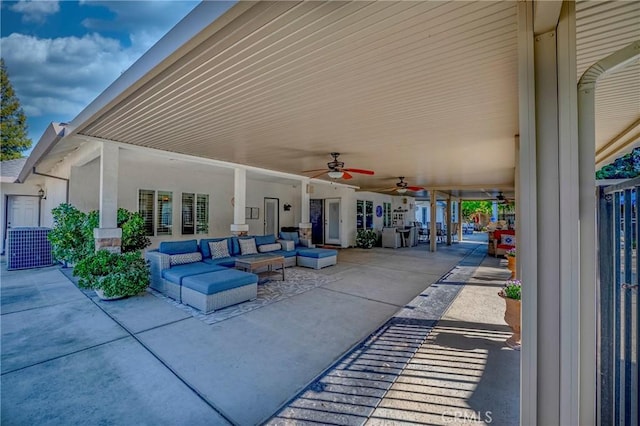 view of patio / terrace with an outdoor hangout area and ceiling fan