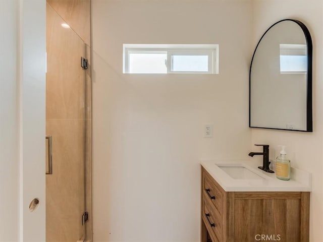 1912 8th St, Los Osos, CA 93402 - bathroom featuring vanity, a shower stall, and healthy amount of natural light