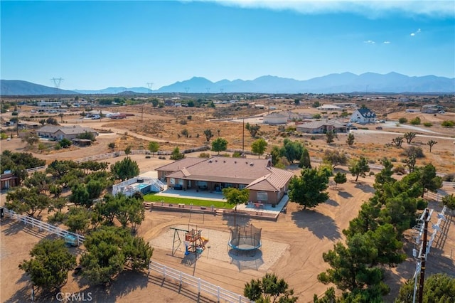 drone / aerial view with a mountain view