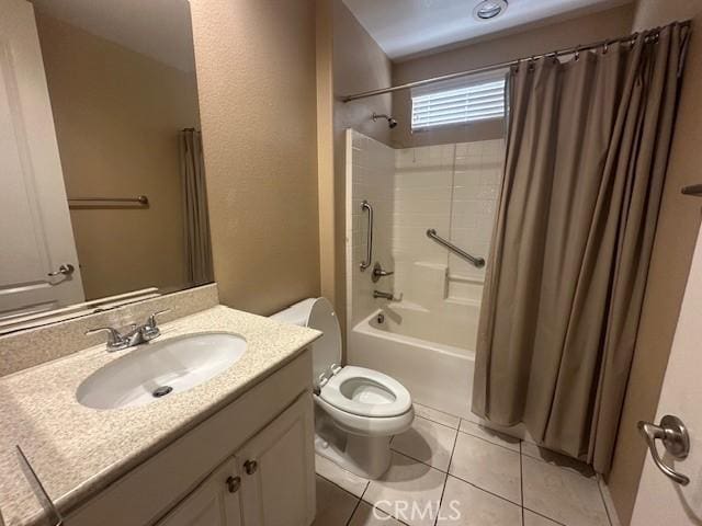 2420 Lenai Cir, Corona, CA 92879 - full bathroom featuring shower / tub combo, toilet, tile patterned flooring, and vanity