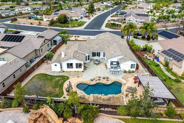 aerial view with a residential view