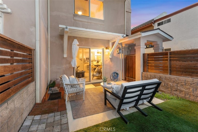 1517 Felspar St, San Diego, CA 92109 - patio terrace at dusk featuring a patio
