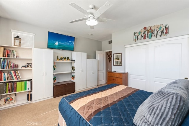 33734 Wild Horse Way, Yucaipa, CA 92399 - carpeted bedroom featuring a closet and a ceiling fan
