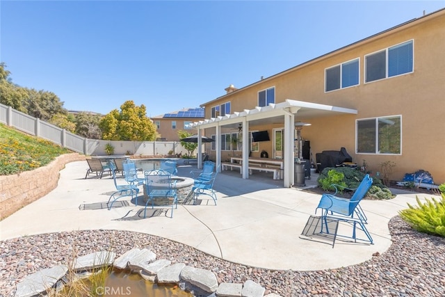 33734 Wild Horse Way, Yucaipa, CA 92399 - fenced backyard featuring a pergola and a patio area
