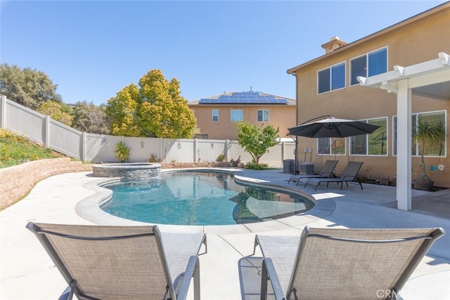33734 Wild Horse Way, Yucaipa, CA 92399 - view of swimming pool with a fenced backyard, a patio area, and a pool with connected hot tub