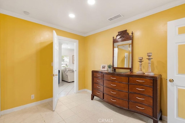 915 S Danehurst Ave, Glendora, CA 91740 - bedroom with ornamental molding, recessed lighting, baseboards, and light tile patterned floors
