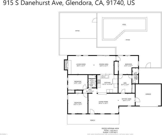 915 S Danehurst Ave, Glendora, CA 91740 - floor plan / room layout