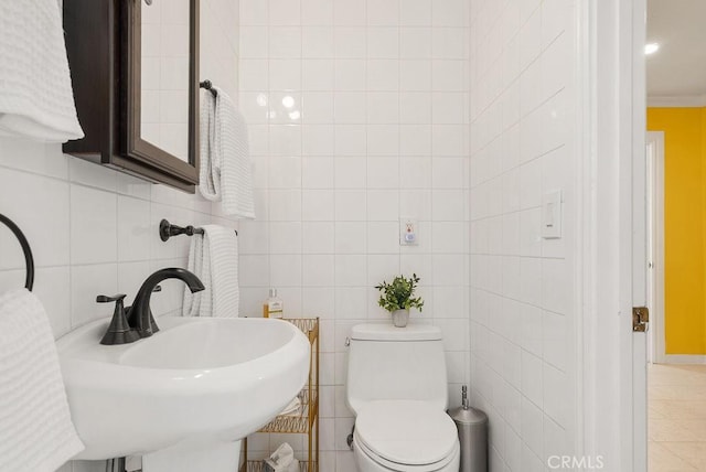 915 S Danehurst Ave, Glendora, CA 91740 - half bath with a sink, tile walls, and toilet