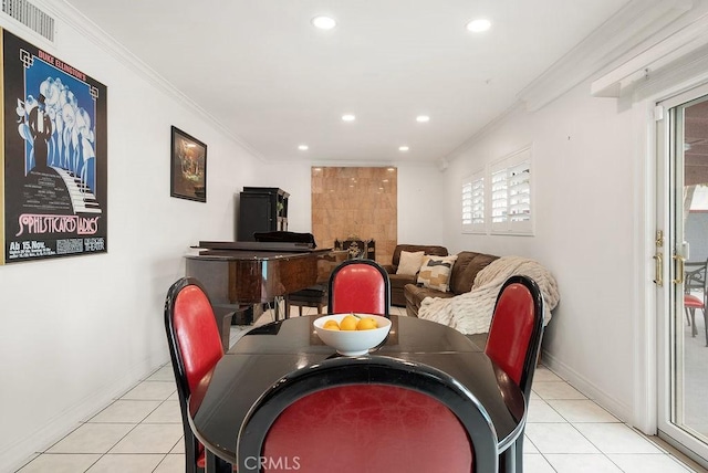 915 S Danehurst Ave, Glendora, CA 91740 - dining room featuring recessed lighting, light tile patterned flooring, baseboards, and ornamental molding