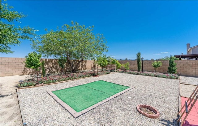 surrounding community with a fenced backyard and a patio area