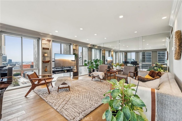 800 W 1st St Unit 1803, Los Angeles, CA 90012 - living area with wood finished floors and recessed lighting