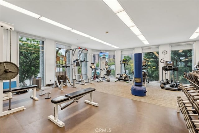 800 W 1st St Unit 1803, Los Angeles, CA 90012 - workout area with a wall of windows