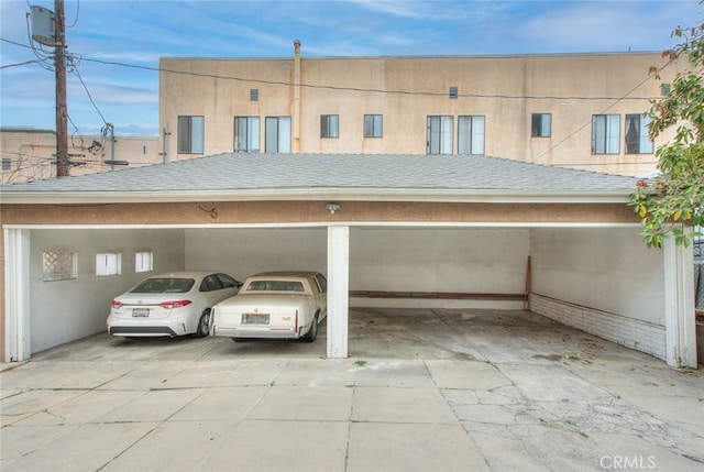 view of covered parking lot